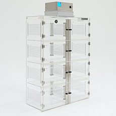 HEPA-filtered laminar flow cabinet, 8 chambers, made of static-dissipative PVC plastic