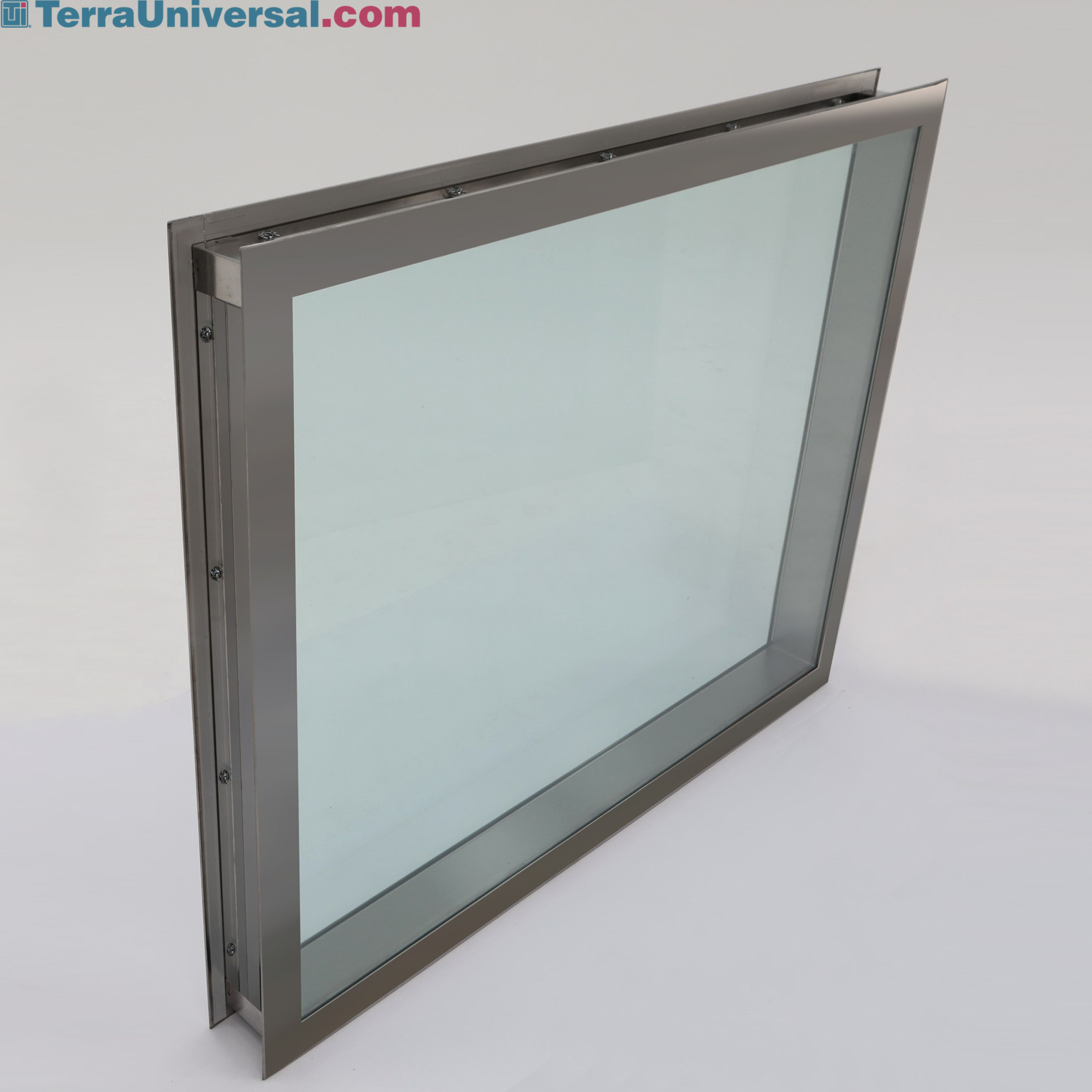 Window, Double-Sided, Flush-Mount 304 SS Frame, Fire-Rated Glass;  47''W x 36''H, for BioSafe FRP/CPVC Cleanroom 6603-11