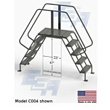 C004 5-Step Steel Crossover with EZY-Tread, Handrails, 24