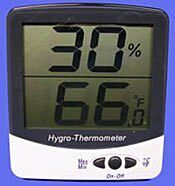 Terra’s hygro-thermometer offers simultaneous display of temperature and humidity in a large LCD readout  |  5401-21 displayed