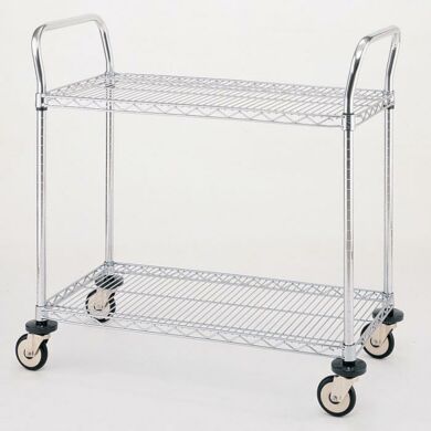 Cleanroom Carts On Wheels  Stainless Steel, 3 Wire Shelves