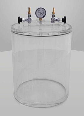 Acrylic Vacuum Chamber, Cylinder, 12 inch diameter, 18 inch height, Top  Load Model, Gas Spring Supported Lid