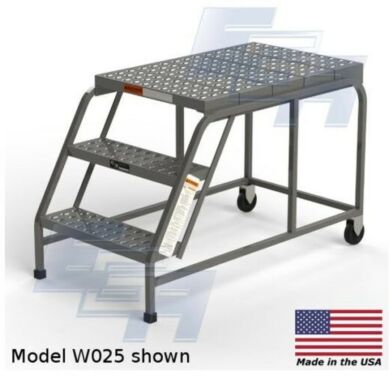 OSHA W025 3-Step Steel Mobile Work Platform by EGA Products with perforated EZY-Tread, 4